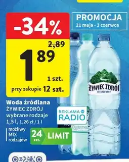 Intermarche Woda źródlana Żywiec Zdrój niegazowana oferta