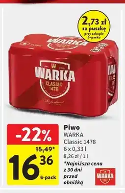 Intermarche Piwo Warka Classic 1478 6-pak oferta