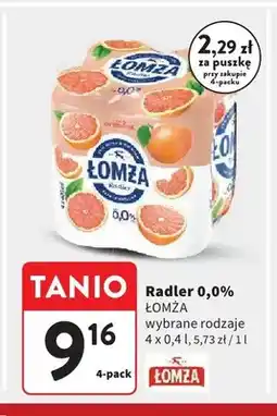Intermarche Piwo bezalkoholowe Łomża Radler 0,0% Grejpfrut 4-pak oferta