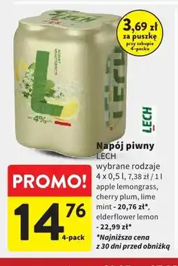 Intermarche Napój piwny Lech apple lemongrass 4-pak oferta
