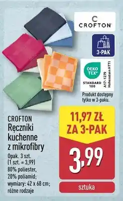 ALDI Ręczniki kuchenne z mikrofibry CROFTON 3-pak oferta