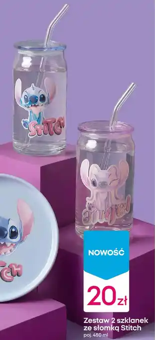 Zestaw 2 szklanek ze słomką Stitch