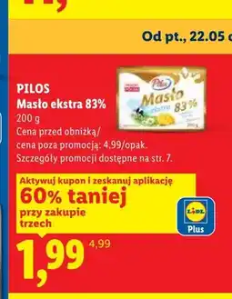 Lidl Masło ekstra 83% Pilos oferta