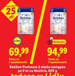 Lidl Mleko następne po 6m-cu Bebilon Profutura 2 Nutricia oferta