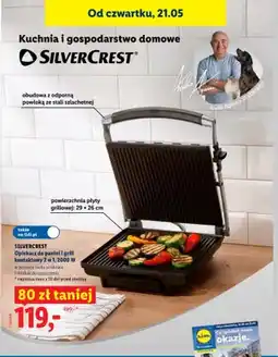 Lidl Opiekacz do panini i grill kontaktowy 2 w 1 SILVERCREST 2000W 29x26cm oferta