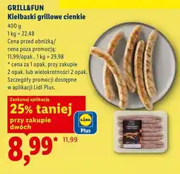 Lidl Kiełbaski grillowe cienkie GRILL&FUN oferta