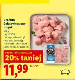 Lidl Gulasz wieprzowy z szynki Rzeźnik oferta