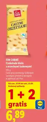Lidl Czekolada biała z orzechami laskowymi FIN CARRÉ oferta