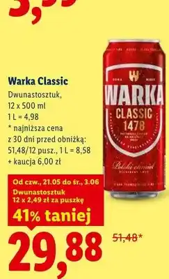 Lidl Piwo Warka Classic 12-pak oferta