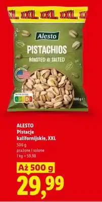 Lidl Pistacje kalifornijskie prażone i solone XXL Alesto oferta