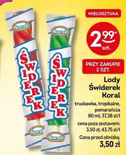 Żabka Lody Świderek Koral truskawka oferta