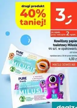Dealz Nawilżany papier toaletowy Milusie 44 szt. w opakowaniu oferta