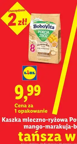 Lidl Kaszka mleczno-ryżowa Porcja Zbóż Bobovita, mango-marakuja-banan oferta