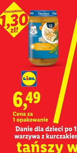 Lidl Danie dla dzieci po 12 m-cu Gerber, warzywa z kurczakiem i kaszą oferta
