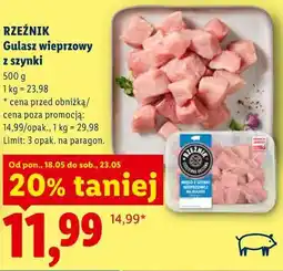 Lidl RZEŹNIK Gulasz wieprzowy z szynki oferta
