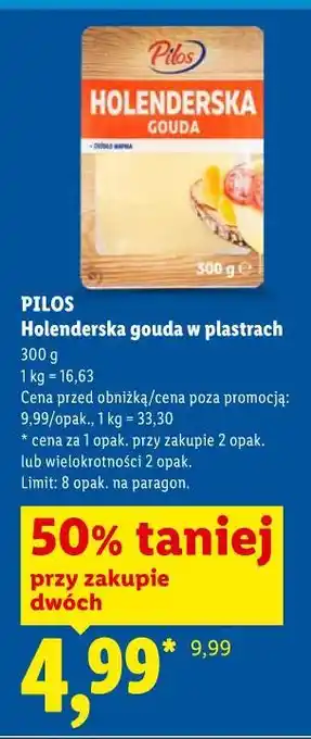 Lidl Pilos Holenderska gouda w plastrach oferta