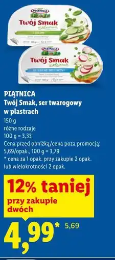 Lidl Piątnica Twój Smak, ser twarogowy w plastrach oferta