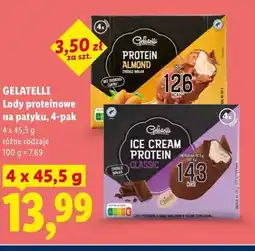 Lidl GELATELLI Lody proteinowe na patyku, 4-pak oferta