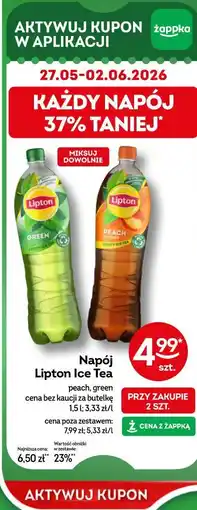Żabka Napój Lipton Ice Tea peach, green oferta
