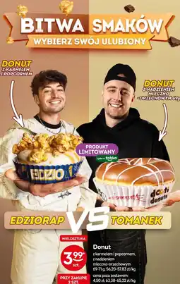 Żabka Donut z karmelem i popcornem, z nadzieniem mleczno-orzechowym oferta