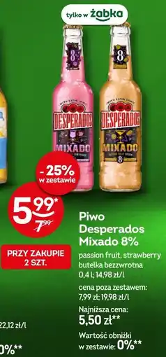 Żabka Piwo Desperados Mixado 8% passion fruit, strawberry butelka bezzwrotna oferta