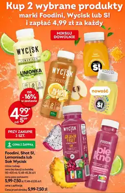 Żabka Foodini, Shot S!, Lemoniada lub Sok Wycisk oferta