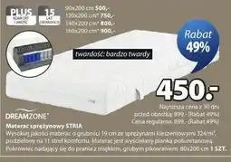 JYSK Materac sprężynowy DREAMZONE STRIA 80x200cm oferta