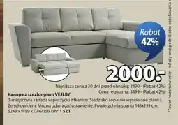JYSK Kanapa z szezlongiem VEJLBY oferta