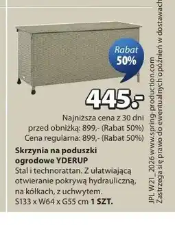 JYSK Skrzynia na poduszki ogrodowe YDERUP S133xW64xG55cm oferta