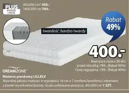 JYSK Materac piankowy DREAMZONE LILLELV 80x200cm oferta