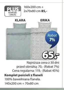 JYSK Komplet pościeli z flaneli KLARA 140x200cm + 70x80cm oferta