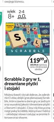 Empik Gra Scrabble 2 gry w 1, drewniane płytki i stojaki oferta