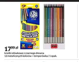 Empik Kredki ołówkowe z czarnego drewna ASTRA 12 metalicznych kolorów + temperówka oferta