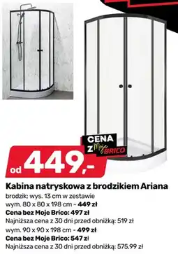 Bricomarche Kabina natryskowa z brodzikiem Ariana 90x90x198cm oferta