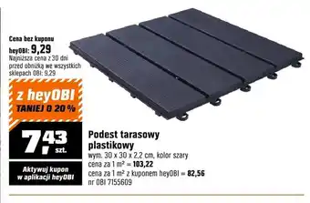 Podest tarasowy plastikowy kolor szary 30x30x2,2cm