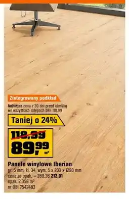 OBI Panele winylowe Iberian gr. 5mm kl. 34 wym. 5x203x1290mm oferta