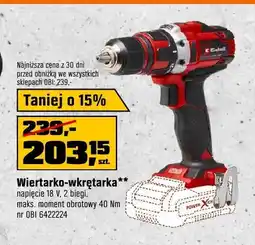 OBI Wiertarko-wkrętarka Einhell napięcie 18V, 2 biegi, maks. moment obrotowy 40Nm oferta