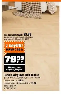 OBI Panele winylowe Dąb Tenaus gr. 4,5mm kl. 33 wym. 4,5x127x635mm oferta