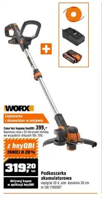OBI Podkaszarka akumulatorowa WORX napięcie 20V szer. koszenia 30cm oferta