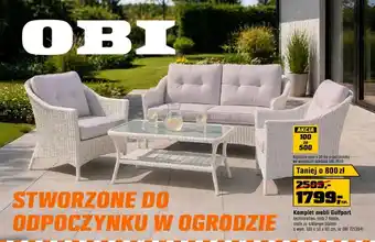 Komplet mebli Gulfport technorattan sofa 2 fotele stolik ze szklanym blatem o wym. 100x50x60cm