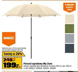OBI Parasol ogrodowy My Zone łamany regulacja kąta nachylenia Ø czaszy 200cm wys. 236cm oferta