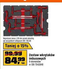 OBI Zestaw wkrętaków imbusowych 9 elementów oferta