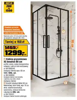 OBI Kabina prysznicowa XS kwadrat 80cm profile czarne szyba transparentna oferta
