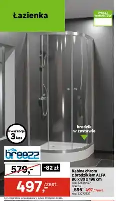 Leroy Merlin Kabina chrom z brodzikiem ALFA 80x80x198cm oferta