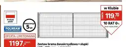 Leroy Merlin Zestaw brama dwuskrzydłowa + słupki POLBRAM 400x150cm oferta