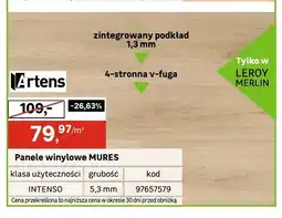 Leroy Merlin Panele winylowe Artens MURES zintegrowany podkład 1,3mm 4-stronna v-fuga INTENSO 5,3mm oferta