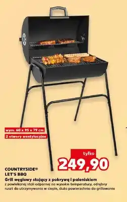 Kaufland Grill węglowy stojący z pokrywą i paleniskiem COUNTRYSIDE LET'S BBQ 60x95x79cm oferta