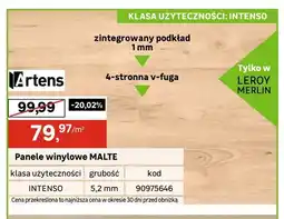 Leroy Merlin Panele winylowe Artens MALTE zintegrowany podkład 1mm 4-stronna v-fuga INTENSO 5,2mm oferta