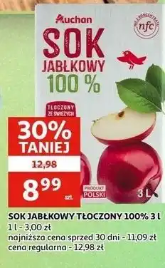 Auchan SOK JABŁKOWY TŁOCZONY 100% oferta