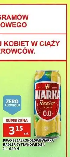Auchan PIWO BEZALKOHOLOWE WARKA RADLER CYTRYNOWE oferta